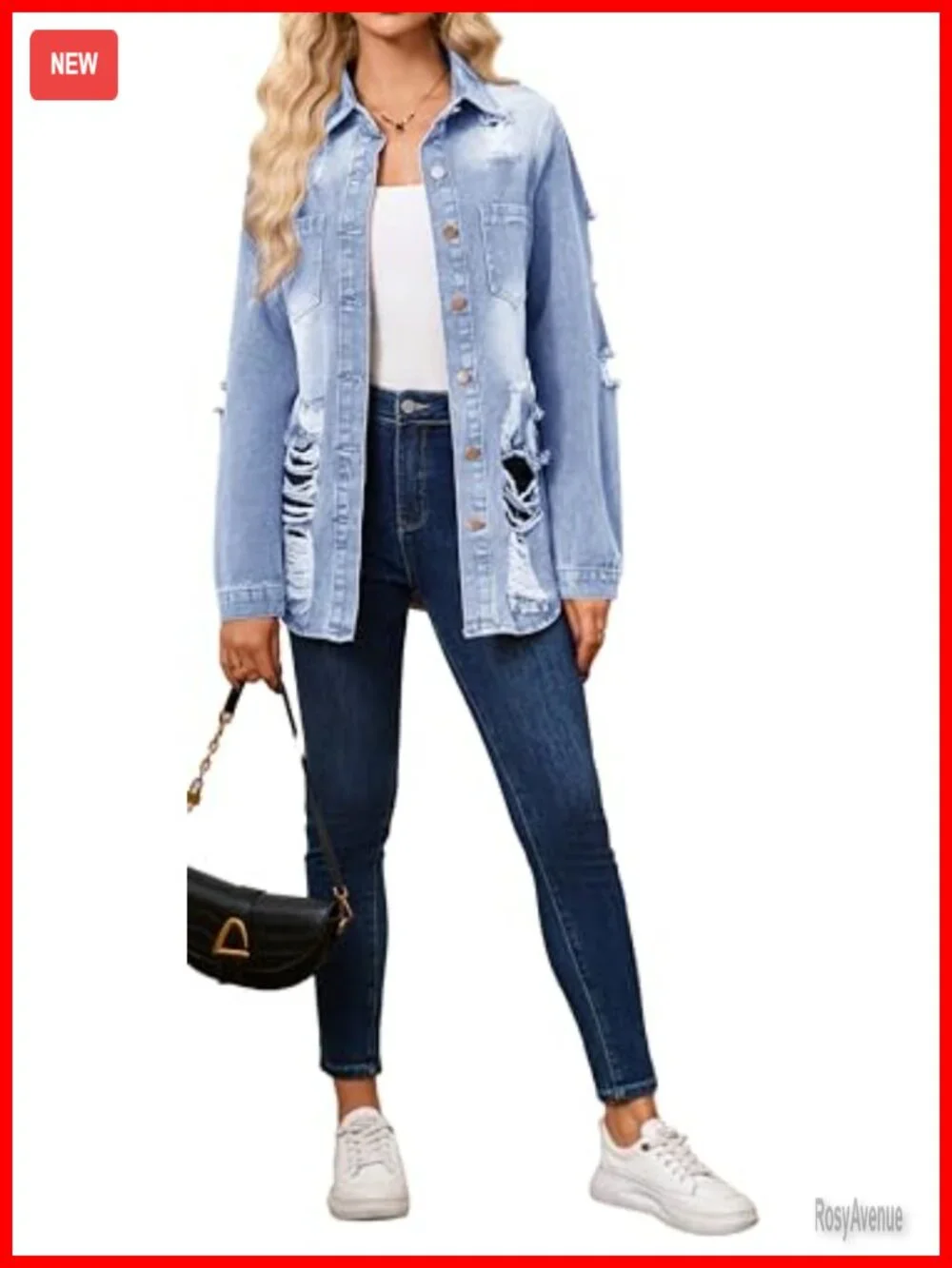 Long Sleeve Classic Trucker Denim Jacket with Pockets